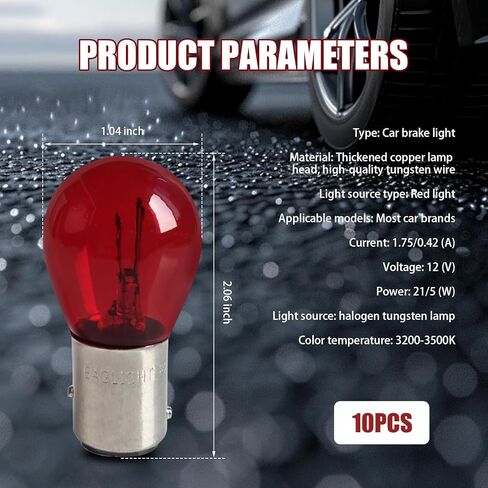 10 قطع 1157 لمبات إضاءة، P21/5W S25 12V 21/5W BAY15D مصابيح إشارة الانعطاف، لمبة إضاءة فرامل عالية ومنخفضة الذيل، مصابيح إشارة هالوجين عالمية (أبيض) in Kuwait
