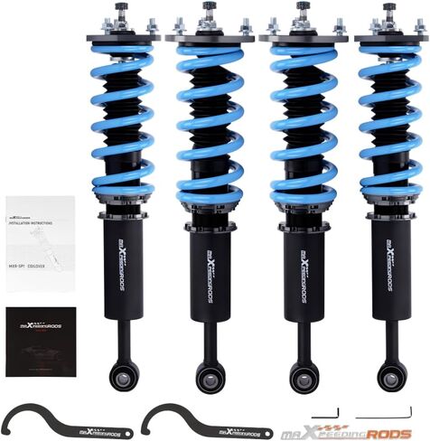 maxpeedingrods Coilovers لـ Lexus IS250/IS350 RWD 2006-2013، لـ Lexus GS300/GS350 2008-2014، طقم تعليق كويلوفيرز قابل للتعديل من 24 مستوى، مجموعات خفض قابلة للتعديل للارتفاع باللون الأزرق in Kuwait