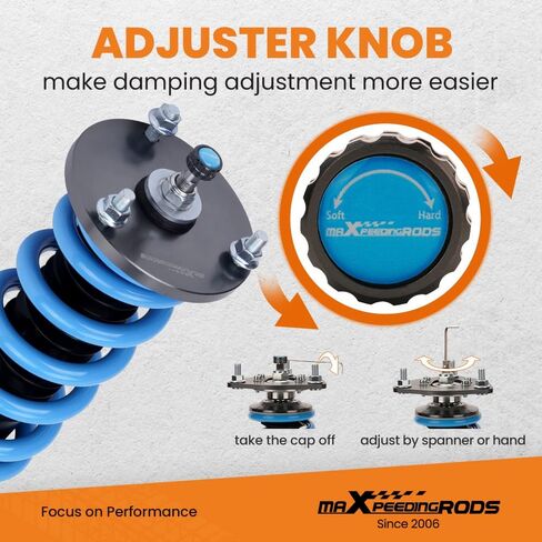 maxpeedingrods Coilovers لـ Lexus IS250/IS350 RWD 2006-2013، لـ Lexus GS300/GS350 2008-2014، طقم تعليق كويلوفيرز قابل للتعديل من 24 مستوى، مجموعات خفض قابلة للتعديل للارتفاع باللون الأزرق in Kuwait