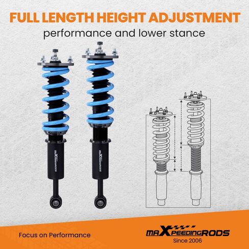 maxpeedingrods Coilovers لـ Lexus IS250/IS350 RWD 2006-2013، لـ Lexus GS300/GS350 2008-2014، طقم تعليق كويلوفيرز قابل للتعديل من 24 مستوى، مجموعات خفض قابلة للتعديل للارتفاع باللون الأزرق in Kuwait