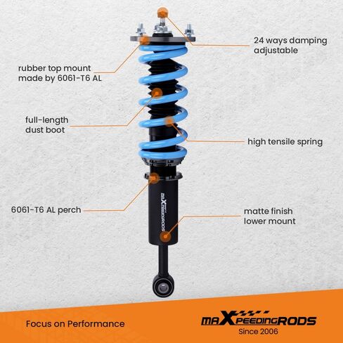 maxpeedingrods Coilovers لـ Lexus IS250/IS350 RWD 2006-2013، لـ Lexus GS300/GS350 2008-2014، طقم تعليق كويلوفيرز قابل للتعديل من 24 مستوى، مجموعات خفض قابلة للتعديل للارتفاع باللون الأزرق in Kuwait