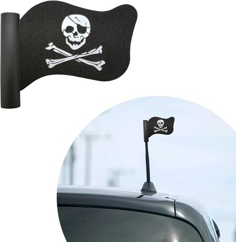 Pirate Flag Car Antenna Topper, Automotive Pirate Flag Shaped Antenna Topper, Aerial Ball with Cool Skull Crossbones for Cars Trucks SUVs Antennas, Universal Car Accessories (2 PCS) in Saudi Arabia