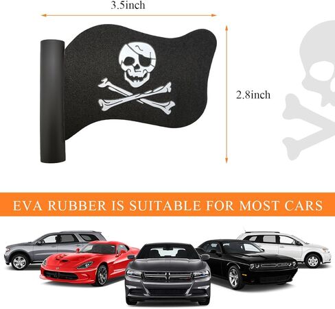 Pirate Flag Car Antenna Topper, Automotive Pirate Flag Shaped Antenna Topper, Aerial Ball with Cool Skull Crossbones for Cars Trucks SUVs Antennas, Universal Car Accessories (2 PCS) in Saudi Arabia