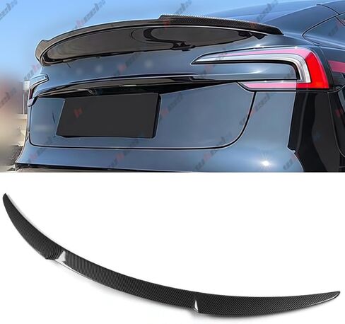 سبويلر خلفي متوافق مع 2024-2025 Tesla Model 3 Highland، MV Style Duckbill Trunk الخارجي ذو الركلة العالية الذيل غطاء سطح السفينة الفاصل الجناح (أسود لامع) in Saudi Arabia