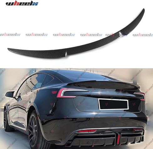 سبويلر خلفي متوافق مع 2024-2025 Tesla Model 3 Highland، MV Style Duckbill Trunk الخارجي ذو الركلة العالية الذيل غطاء سطح السفينة الفاصل الجناح (أسود لامع) in Saudi Arabia