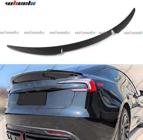 سبويلر خلفي متوافق مع 2024-2025 Tesla Model 3 Highland، MV Style Duckbill Trunk الخارجي ذو الركلة العالية الذيل غطاء سطح السفينة الفاصل الجناح (أسود لامع) in Saudi Arabia
