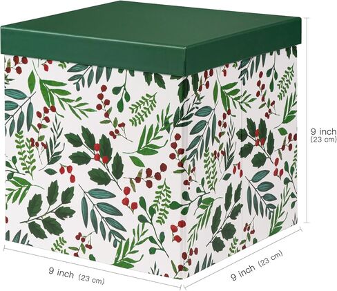 WRAPAHOLIC 9" Christmas Gift Box with Lid - Blue Reindeer and Christmas Tree Design Gift Box and 2 Pcs Tissue Paper for Christmas, Holiday, Party, Gift Giving and More in Kuwait