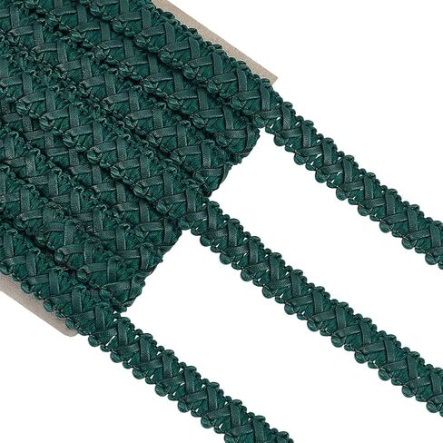 BENECREAT 15 Yards Green Faux Leather Braid Trim, 1/2Inch Wide Flat Braid Strap Trim Lace Ribbon for Home Decor DIY Sewing Craft in Saudi Arabia