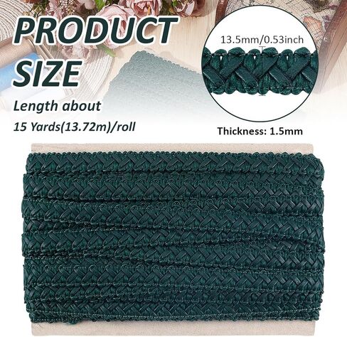 BENECREAT 15 Yards Green Faux Leather Braid Trim, 1/2Inch Wide Flat Braid Strap Trim Lace Ribbon for Home Decor DIY Sewing Craft in Saudi Arabia