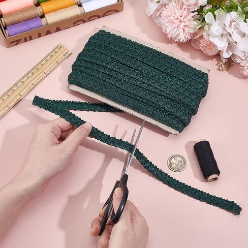 BENECREAT 15 Yards Green Faux Leather Braid Trim, 1/2Inch Wide Flat Braid Strap Trim Lace Ribbon for Home Decor DIY Sewing Craft in Saudi Arabia