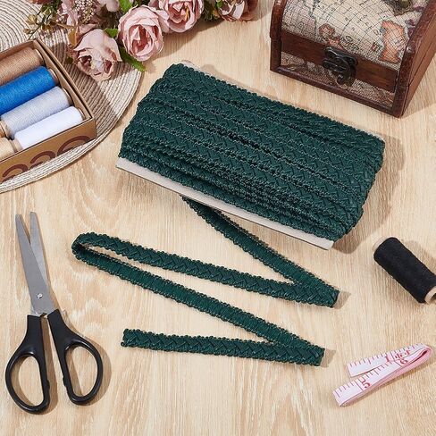 BENECREAT 15 Yards Green Faux Leather Braid Trim, 1/2Inch Wide Flat Braid Strap Trim Lace Ribbon for Home Decor DIY Sewing Craft in Saudi Arabia
