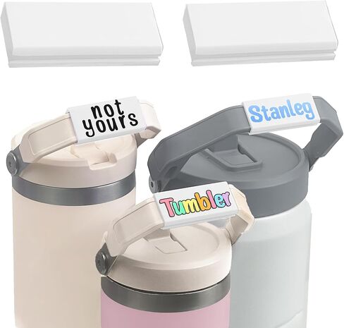 Personalized Blank Name Plates for Stanley Tumbler Handle, Name Tag for 20 30 40 64 Oz IceFlow Flip Straw Cup, Ideal Water Bottle ID Accessories（2PCS, White） in Saudi Arabia
