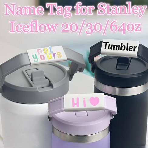 Personalized Blank Name Plates for Stanley Tumbler Handle, Name Tag for 20 30 40 64 Oz IceFlow Flip Straw Cup, Ideal Water Bottle ID Accessories（2PCS, White） in Saudi Arabia