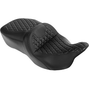 XFMT Motorcycle Driver Passenger Seat One-Piece 2-UP Bagger Comb Seat For Harley Touring 2009-2023 CVO Road King Street Glide Road Glide, White Stitches in Kuwait