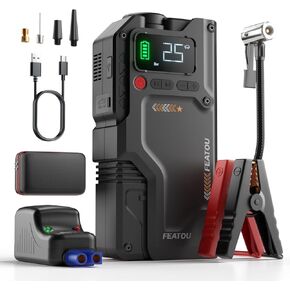 Jump Starter with Air Compressor, 5 in 1 Function Jump Box 2500A Peak 150PSI Jump Starter Battery Pack with Digital Tire Inflator, car Battery Charger Portable for 8.5L Gas or 7.0L Diesel in Kuwait