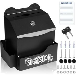 Metal Suggestion Box Cash Box Wall-Mounted & Tabletop With Lock slot for Fundraising Comment Voting Prayer Money Drop Donation for Home Office Outdoor 10.62×5.51×2.36" in Saudi Arabia