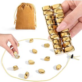 Upgraded Magnetic Chess Game Set with 20 Larger and Stronger Golden Stones & Rope, Portable Magnet Game, Fun Strategy Puzzle for Kids & Adults, Family Party Travel Cluster Game in Saudi Arabia