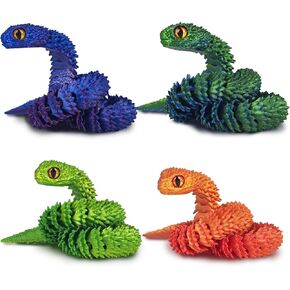 4PCS 3D Printed Snake Fidget Toy, 3D Printed Animals, 12 Inch Articulated 3D Printed Crystal Anaconda for Relaxing and Anxiety Relief，Halloween Decor, Christmas Toy 2025 in Saudi Arabia