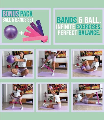 Pilates Reformer Machine Portable with Resistance Bands Pilates Bar Ball for Home Workout Soft Grip Handles Smart Timer Non Slip Board for Women Abs Glutes Fitness Toning Full Body Exercise Tool in Saudi Arabia