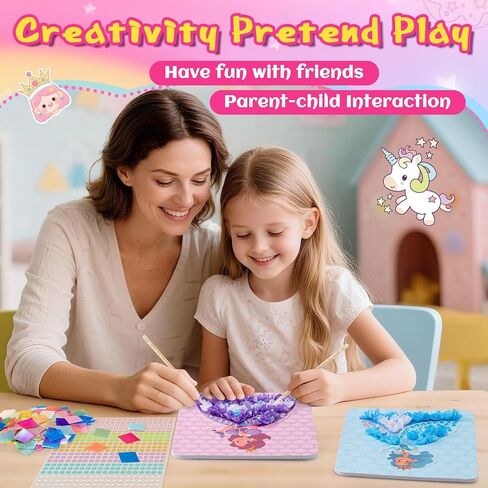 CrispPlay Princess Unicorn Girl Toys، الحرف اليدوية للأطفال الذين تتراوح أعمارهم بين 4-8 8-12، 9pcs Poke Art Craft Kits for 4 5 6 7 8 9 سنوات من العمر هدايا عيد الميلاد للفتيات، لعبة الأميرة، خالية من الفوضى، مضحكة in Kuwait