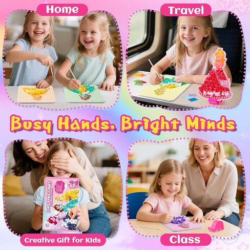CrispPlay Princess Unicorn Girl Toys، الحرف اليدوية للأطفال الذين تتراوح أعمارهم بين 4-8 8-12، 9pcs Poke Art Craft Kits for 4 5 6 7 8 9 سنوات من العمر هدايا عيد الميلاد للفتيات، لعبة الأميرة، خالية من الفوضى، مضحكة in Kuwait