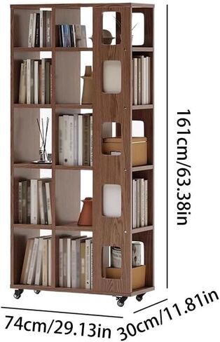 Bookshelf Household Solid Wood Movable Floor Bookshelf Living Room Bedroom Wall Storage Cabinet Bookshelves and Bookcases in Saudi Arabia