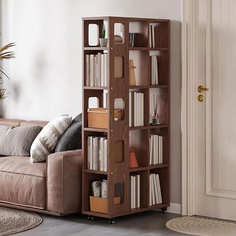 Bookshelf Household Solid Wood Movable Floor Bookshelf Living Room Bedroom Wall Storage Cabinet Bookshelves and Bookcases in Saudi Arabia