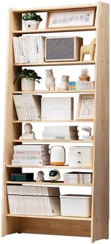 Bookshelf Simple Lattice Bookcase with Doors Modern Solid Wood Storage Cabinet Storage Bookshelf Bookshelves and Bookcases in Saudi Arabia