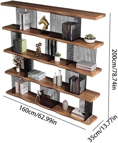 Bookshelf Living Room Office Floor Bookshelf Nordic Floor Solid Wood Storage Rack Bookshelves and Bookcases(B:180CM*35CM*200CM) in Saudi Arabia