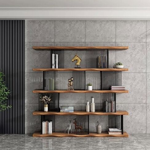 Bookshelf Living Room Office Floor Bookshelf Nordic Floor Solid Wood Storage Rack Bookshelves and Bookcases(B:180CM*35CM*200CM) in Saudi Arabia