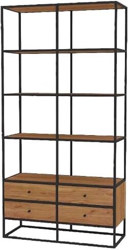 Bookshelf Simple Floor-Standing Storage Cabinet with Drawers, Living Room Wall-Mounted Multi-Layer Solid Wood Bookshelf Bookshelves and Bookcases in Saudi Arabia