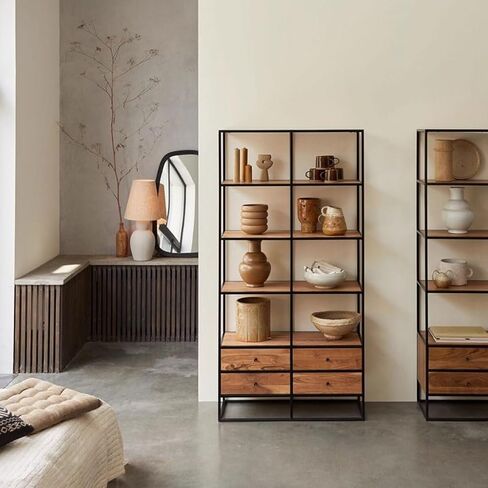 Bookshelf Simple Floor-Standing Storage Cabinet with Drawers, Living Room Wall-Mounted Multi-Layer Solid Wood Bookshelf Bookshelves and Bookcases in Saudi Arabia