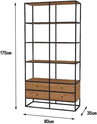 Bookshelf Simple Floor-Standing Storage Cabinet with Drawers, Living Room Wall-Mounted Multi-Layer Solid Wood Bookshelf Bookshelves and Bookcases in Saudi Arabia