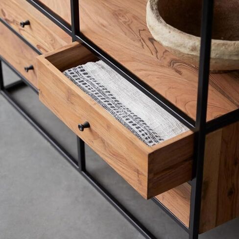 Bookshelf Simple Floor-Standing Storage Cabinet with Drawers, Living Room Wall-Mounted Multi-Layer Solid Wood Bookshelf Bookshelves and Bookcases in Saudi Arabia