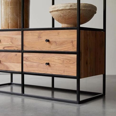 Bookshelf Simple Floor-Standing Storage Cabinet with Drawers, Living Room Wall-Mounted Multi-Layer Solid Wood Bookshelf Bookshelves and Bookcases in Saudi Arabia