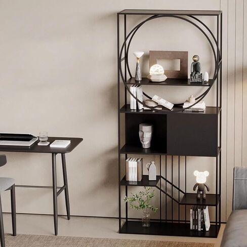 Bookshelf Home Simple Vertical Iron Bookshelf Living Room Multi-Layer Floor Rack Bookshelves and Bookcases(B) in Saudi Arabia