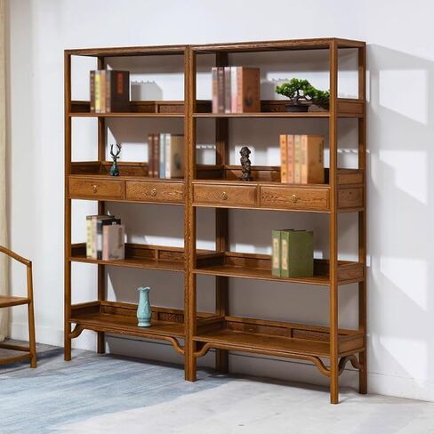 Bookshelf Chinese Style Floor-Standing Wenge Bookshelf Home Solid Wood Display Rack Porch Shelf Bookshelves and Bookcases in Saudi Arabia