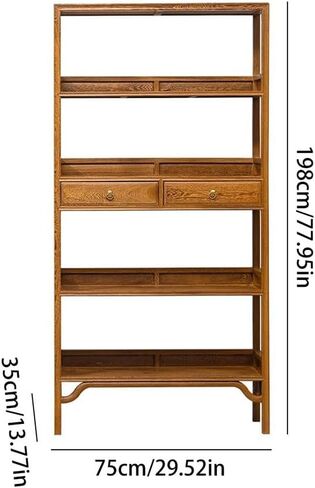 Bookshelf Chinese Style Floor-Standing Wenge Bookshelf Home Solid Wood Display Rack Porch Shelf Bookshelves and Bookcases in Saudi Arabia