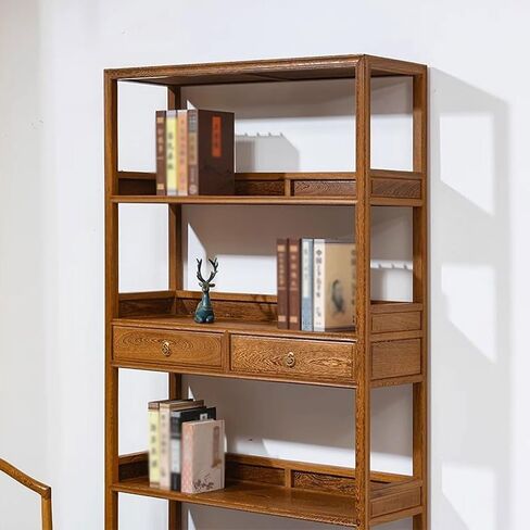 Bookshelf Chinese Style Floor-Standing Wenge Bookshelf Home Solid Wood Display Rack Porch Shelf Bookshelves and Bookcases in Saudi Arabia