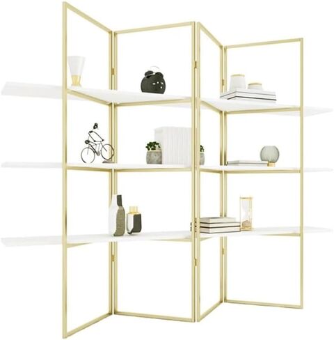 Bookshelf Living Room Floor Gold Partition Shelf Office Simple and Stylish Bookshelf Bookshelves and Bookcases in Saudi Arabia
