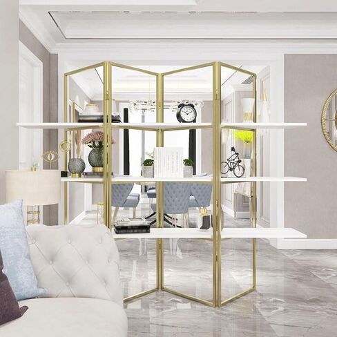 Bookshelf Living Room Floor Gold Partition Shelf Office Simple and Stylish Bookshelf Bookshelves and Bookcases in Saudi Arabia