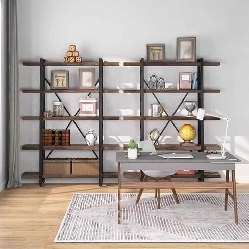 Bookshelf Retro Floor-Standing Bookshelf Living Room Wrought Iron Storage Rack Modern Shelf Bookshelves and Bookcases(B:150CM*30CM*180CM) in Saudi Arabia