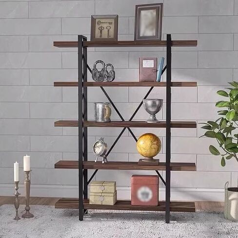 Bookshelf Retro Floor-Standing Bookshelf Living Room Wrought Iron Storage Rack Modern Shelf Bookshelves and Bookcases(B:150CM*30CM*180CM) in Saudi Arabia