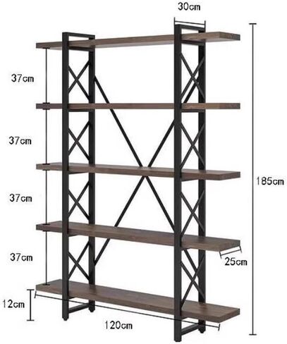Bookshelf Retro Floor-Standing Bookshelf Living Room Wrought Iron Storage Rack Modern Shelf Bookshelves and Bookcases(B:150CM*30CM*180CM) in Saudi Arabia