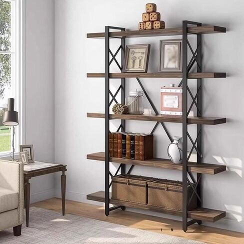Bookshelf Retro Floor-Standing Bookshelf Living Room Wrought Iron Storage Rack Modern Shelf Bookshelves and Bookcases(B:150CM*30CM*180CM) in Saudi Arabia