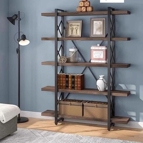 Bookshelf Retro Floor-Standing Bookshelf Living Room Wrought Iron Storage Rack Modern Shelf Bookshelves and Bookcases(B:150CM*30CM*180CM) in Saudi Arabia