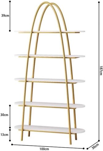 Bookshelf Creative Multi-Layer Iron Shelf Study Simple Display Rack Floor Bookshelf Bookshelves and Bookcases(A:100CM*30CM*154CM) in Saudi Arabia