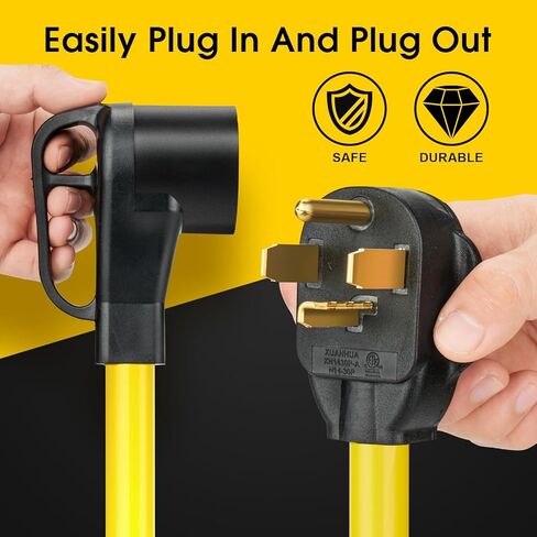 سلك محول شاحن NEMA 14-30P إلى 14-50R EV، 125V/250V 4 منفذ مجفف على الطراز الحديث (ما بعد 1996) إلى قابس شاحن EV القياسي 14-50، وليس لـ RV، ETL مدرج (10FT) in Kuwait