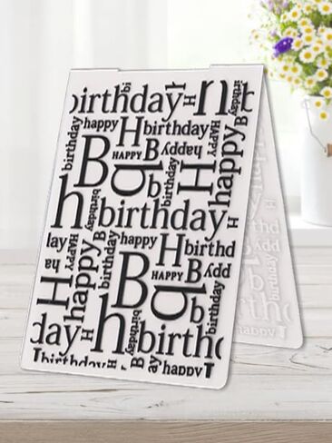 3-D Textured Impressions Background Embossing Folder, Happy Birthday Words Pattern Plastic Embossing Folder Template for Card Making Scrapbooking Paper Craft Album Stamps DIY Décor in Saudi Arabia