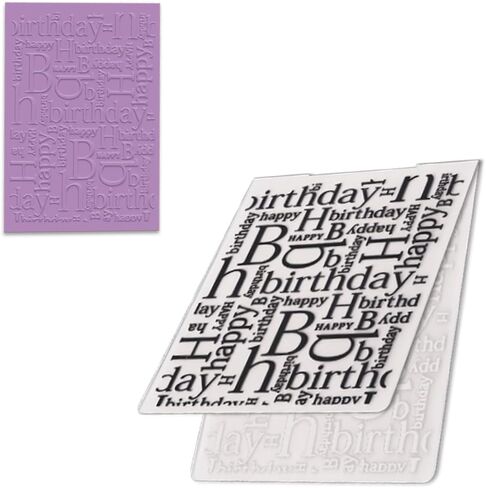 3-D Textured Impressions Background Embossing Folder, Happy Birthday Words Pattern Plastic Embossing Folder Template for Card Making Scrapbooking Paper Craft Album Stamps DIY Décor in Saudi Arabia